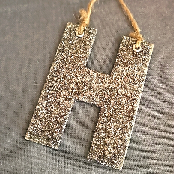 Pottery barn N H C glittery ornaments monogram Christmas initial - Picture 5 of 8
